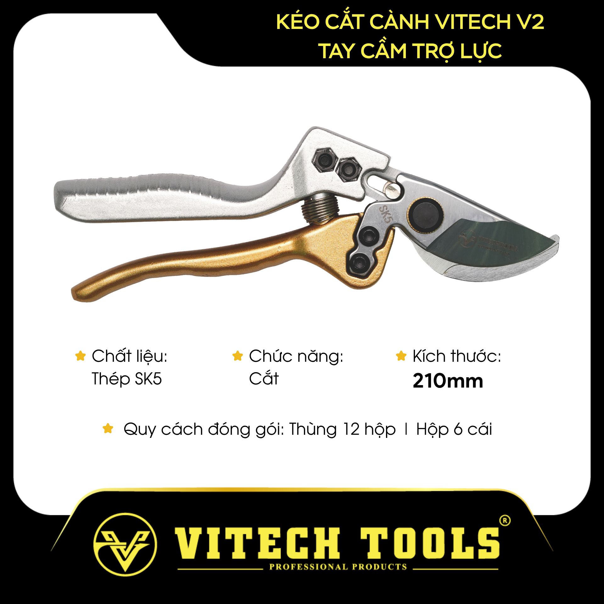 Kéo cắt cành VITECH V2 tay cầm trợ lực